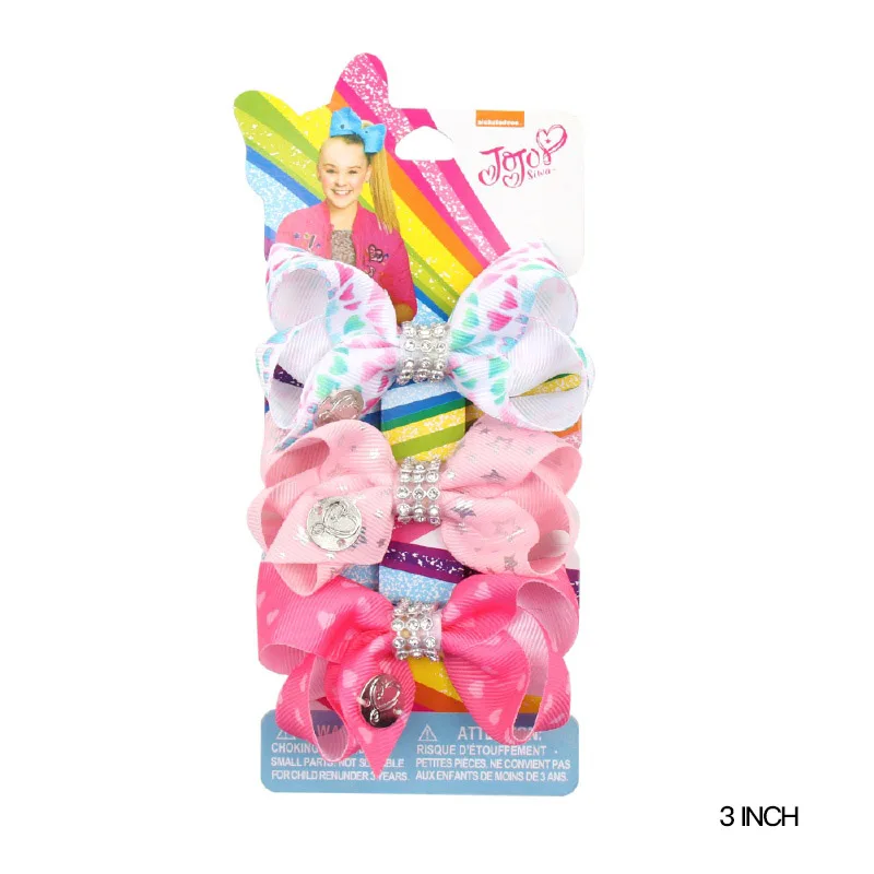 No.4(3inch 3 Pieces) 7 дюймов Jojo Siwa банты большие банты для волос для девочек принцесса печатные ленты бант зажимы День Святого Валентина заколки для волос аксессуары для волос - Цвет: No.4(3inch 3 Pieces)