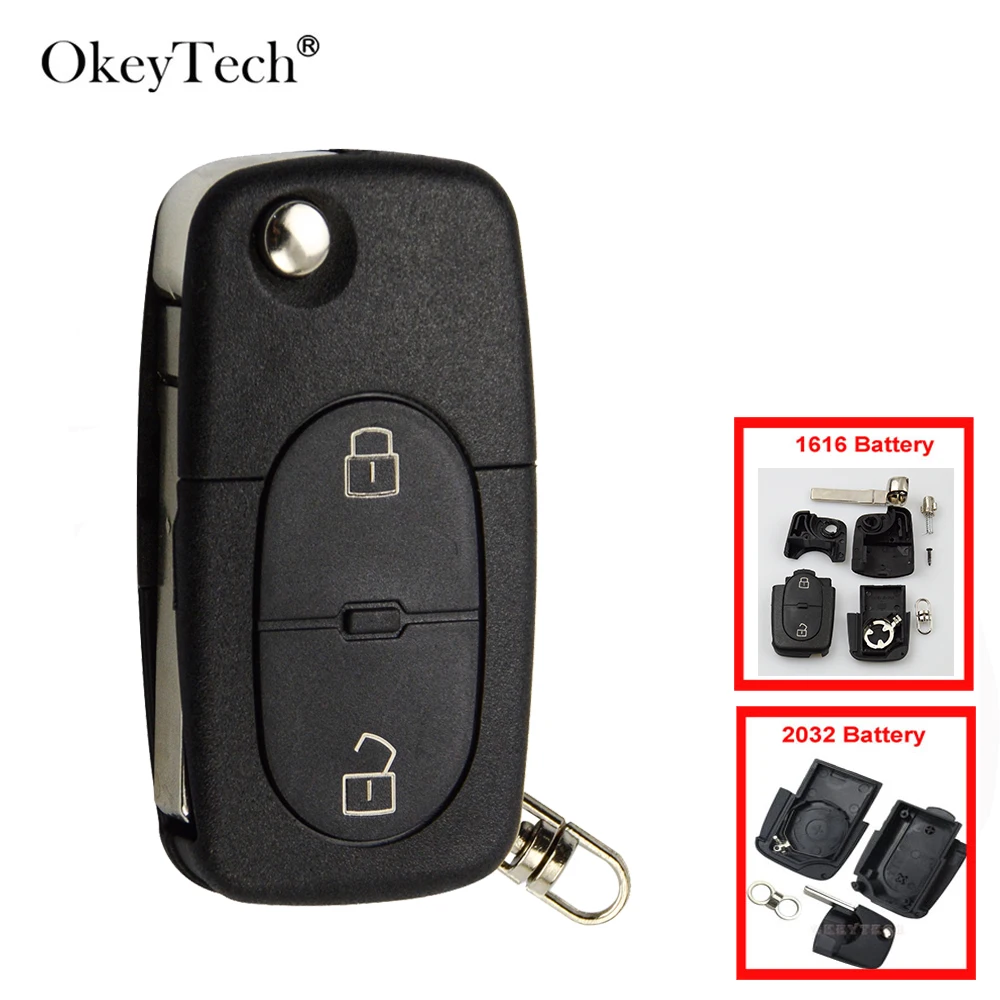 OkeyTech 2 кнопки для Audi A2 A3 A4 A6 A8 TT флип чехол автомобиля складной Audi|buttons buttons|button for