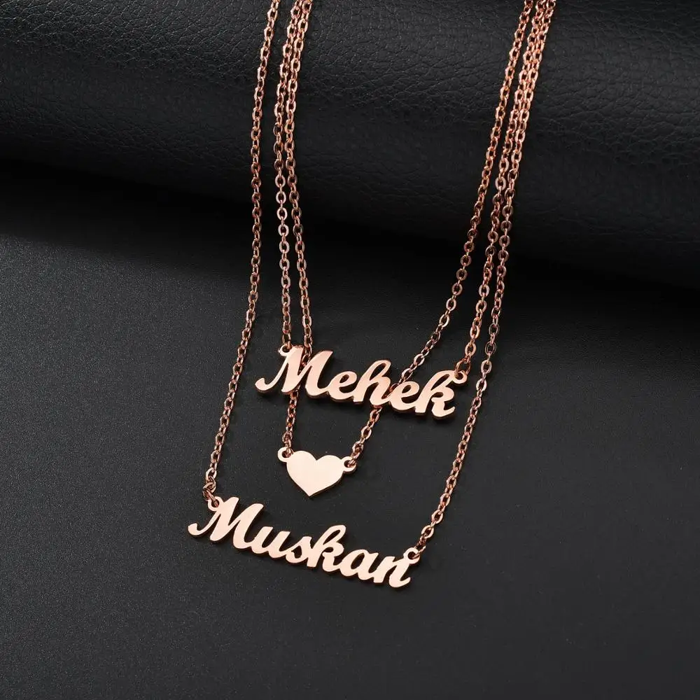 Heart Necklace Pendant Name Gift 