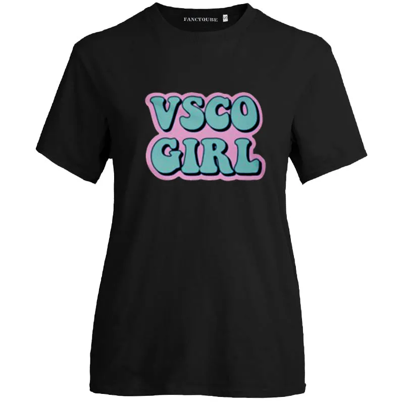 VSCO женская футболка с коротким рукавом и круглым вырезом с принтом, уличная рубашка