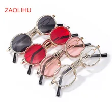 Модные Розовые Круглые Женские солнцезащитные очки, золотые, бриллиантовые, серебряные, с цепочкой из бисера, на шее, с веревкой, зеркальные, женские очки, солнцезащитные очки, Gafas de