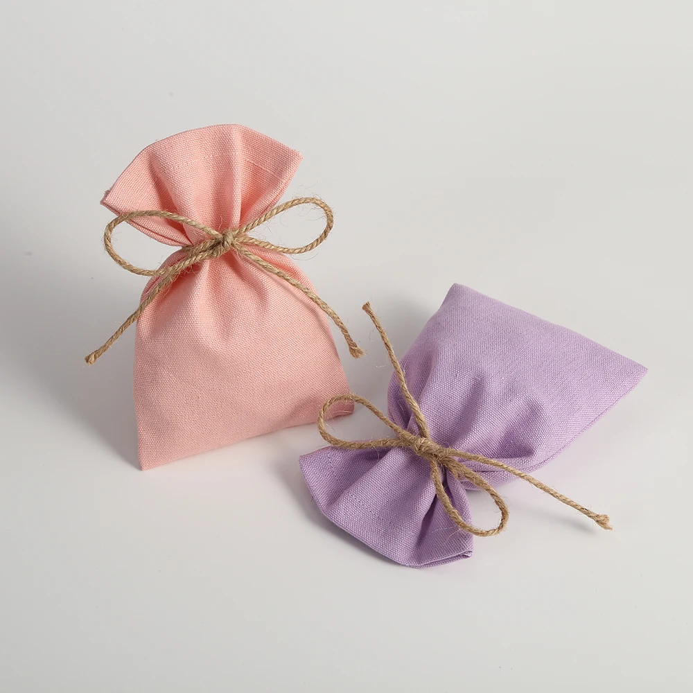 50Pcs Drawstring Cotton Burlap Bag Jute Gift Bags Multi Size Jewelry Packaging Wedding Bags Small Candy Bag Can Custom Logo