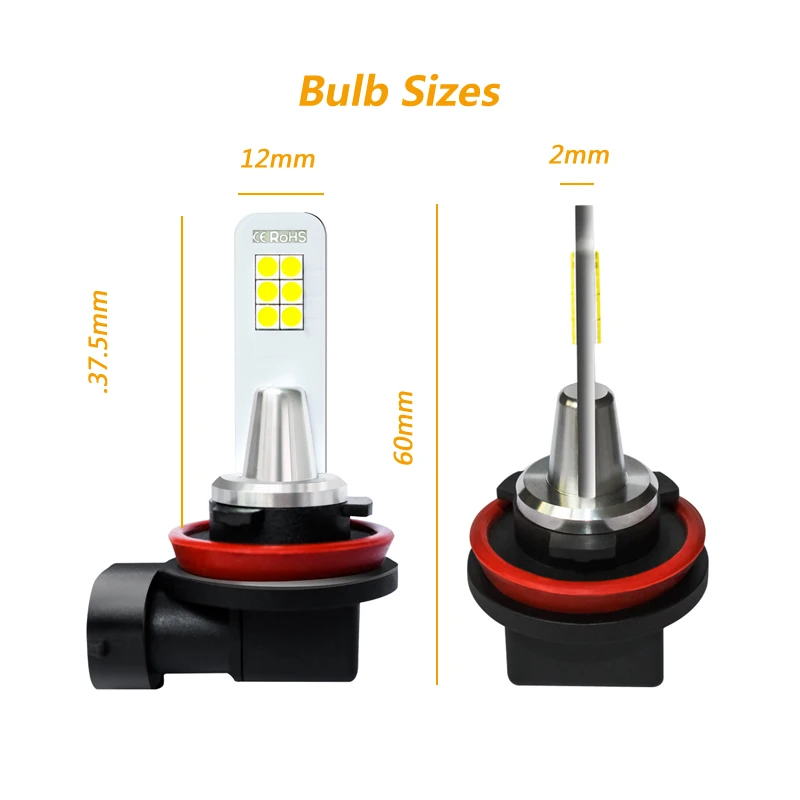 2x H11 светодиодный противотуманный фонарь белый 3030 12SMD H8 H9 Автомобильная лампочка для авто двигатель грузовика для дневных ходовых огней светильник светодиодный лампы 12V 24V H11 светодиодный