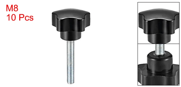 M8 x 40mm Uxcell 10 блоки из серии "Звездные войны", детские ручки M5/M6/M8 10/15/20/25/30/35/40/50/60 мм с наружной резьбой Сталь цинка серьги-гвоздики Замена Черная синтетическая - Цвет: M8 x 40mm