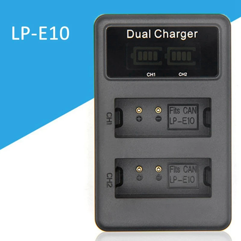 Для Lp-E10 Usb зарядное устройство с двумя портами ЖК-дисплей Быстрая Зарядка батарея для цифровой камеры зарядное устройство для Canon 1100D 1200D 1300D