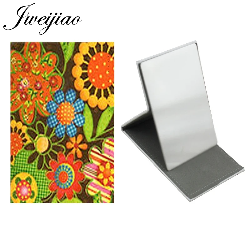 

Youhaken Beautiful Flowers Stainless Steel Table Desktop Mirror Folding Leather Makeup pocket mirror Tools Accessories AA134