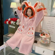 Осенне-зимние пижамы для женщин из плотного и теплого кораллового бархата, фланелевый банный Халат