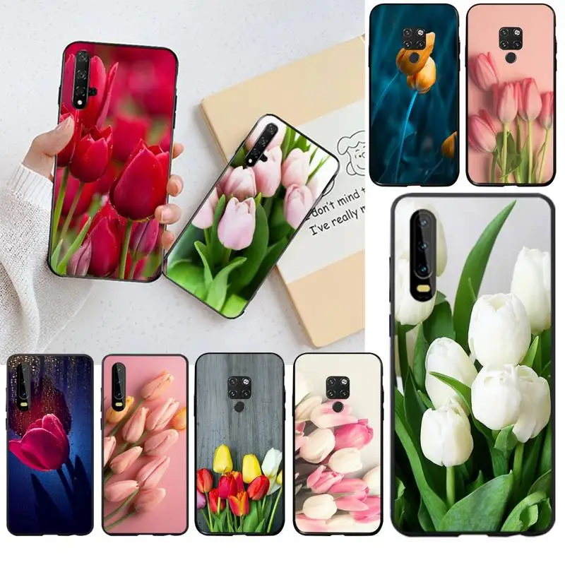 Тюльпан цветок мягкий резиновый чехол для телефона Huawei P40 P30 P20 lite Pro Mate 30 20 P Smart 2020