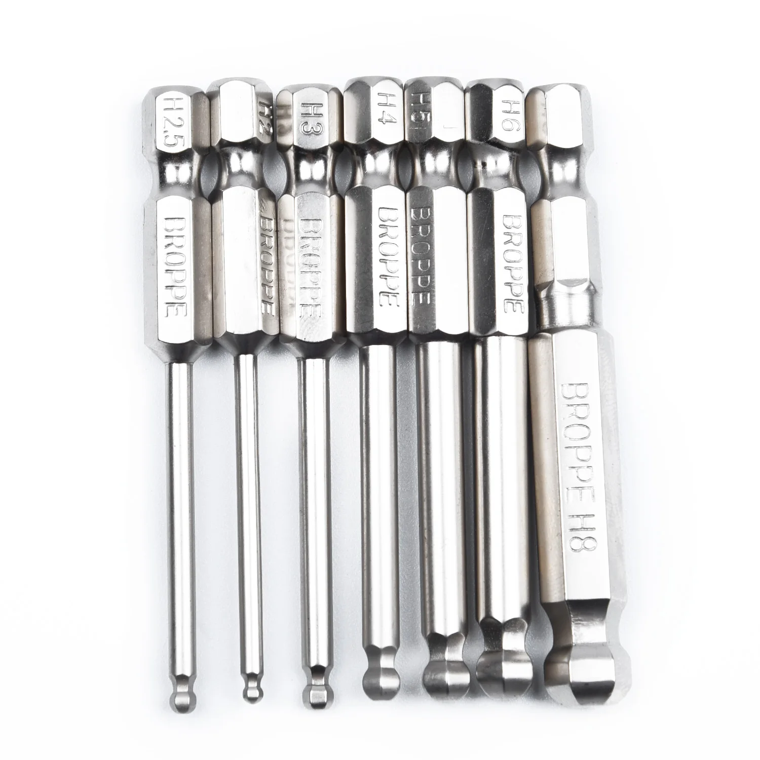 High Quality 7pcs Ball End Hex Screwdriver Bits Magnetic Metric S2 Steel Hexagon Head 65mm