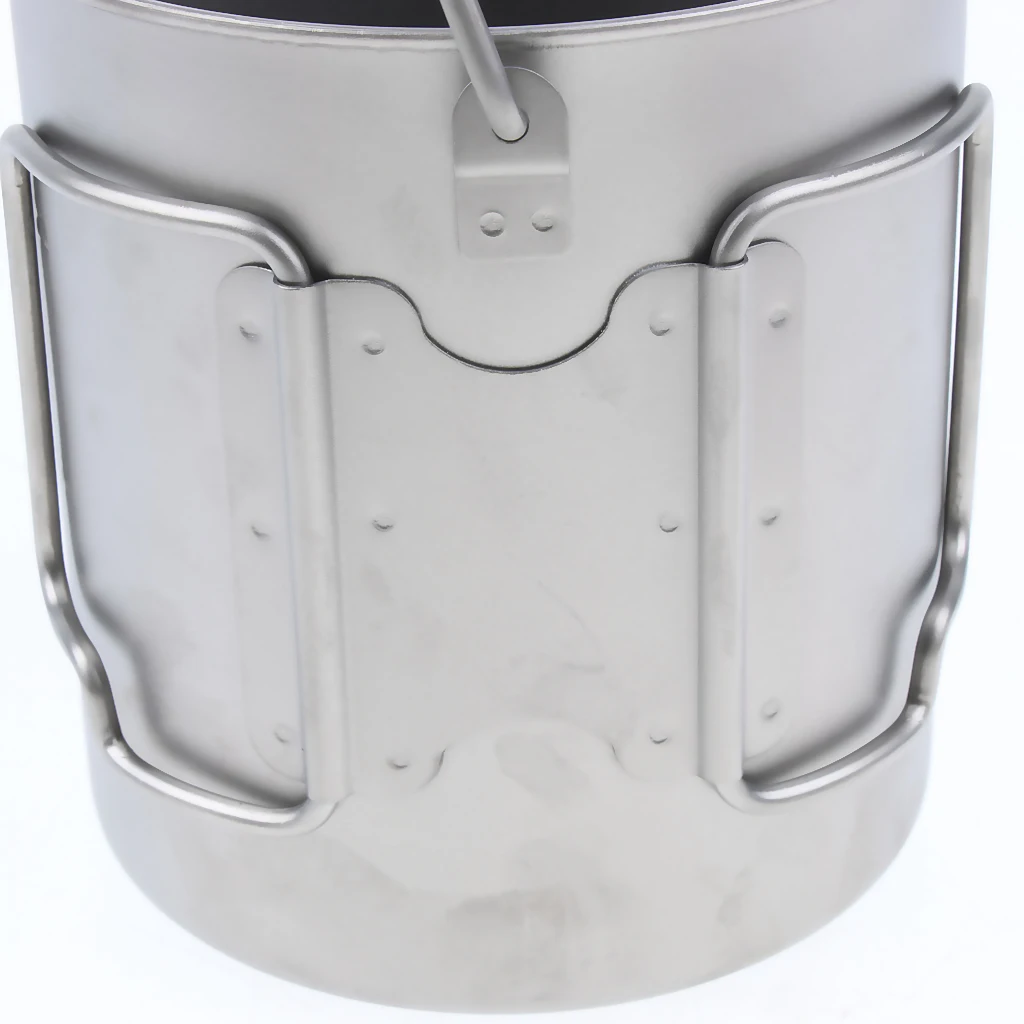 Lightweight Titanium Camping Pot with Lid Portable Water Mug Cup Cookware for Outdoor Backpacking Picnic Fishing Backpacking