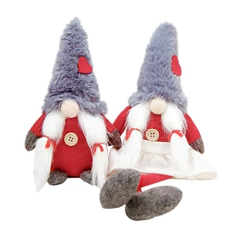 

2Pcs Grey Christmas Gnome,Scandinavian Tomte Stuffed Handmade Swedish Tomte Plush Doll Christmas Figurines Santa