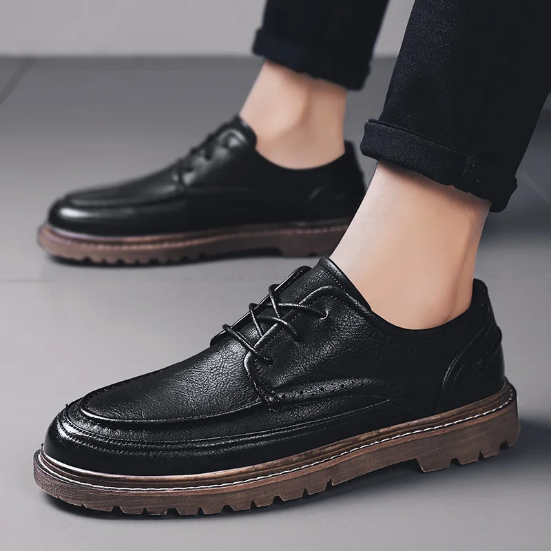 

MEN'S Shoes Autumn 2019 New Style England Business Casual Leather Shoes Men Retro Martin Shoe Men's Summer Trendy Shoes