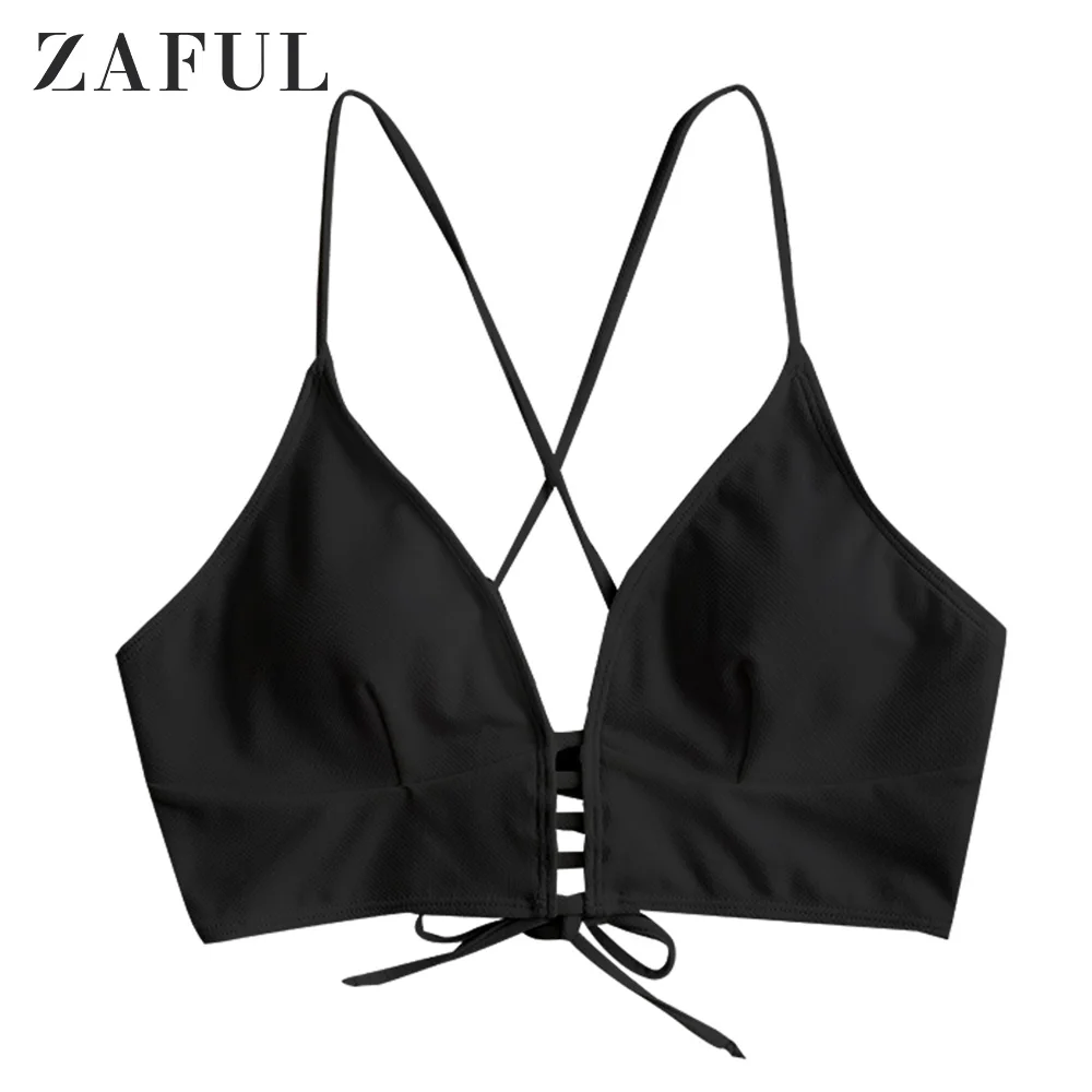 Женский купальник-бикини ZAFUL со шнуровкой с рельефным узором перекрещивающимися