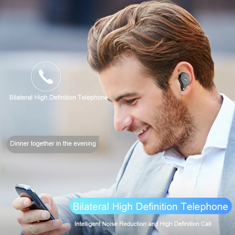 V5.0 Bluetooth наушники беспроводные наушники 8D стерео Спортивные Беспроводные наушники мини наушники гарнитура с микрофоном 3600 мАч Внешний аккумулятор