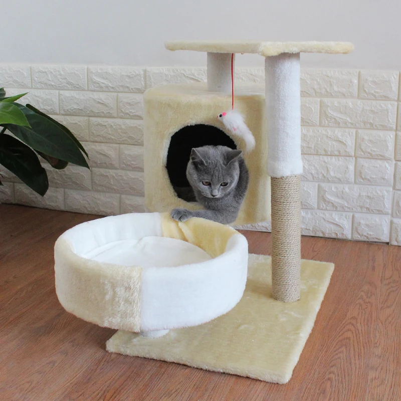 Cat Supplies Four Seasons Cat Crawlcat Nest Cat Tree Solid Wood One Small Cat Rack Holding Column Board with Nest Jump Cat House