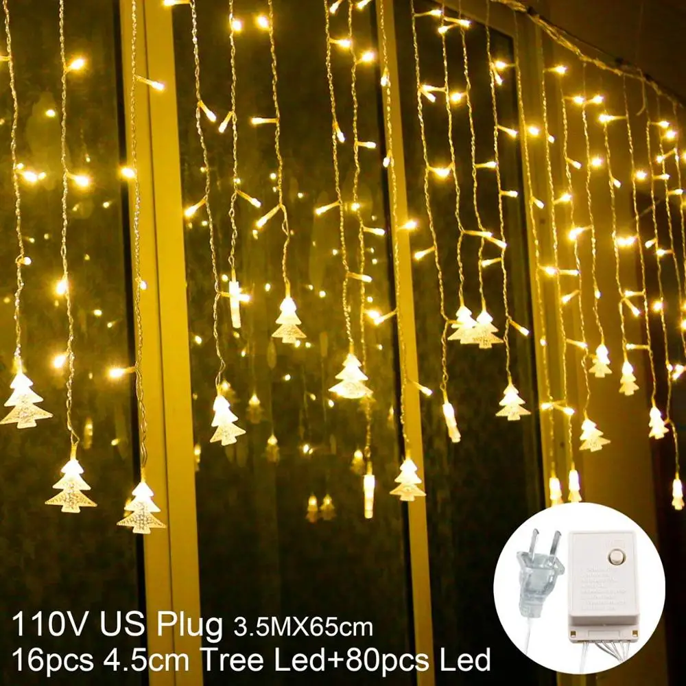 FENGRISE Рождественская елка Лось звезда занавес огни Рождественские украшения для рождественские украшения для дома рождественские подарки год - Цвет: US Plug 110V