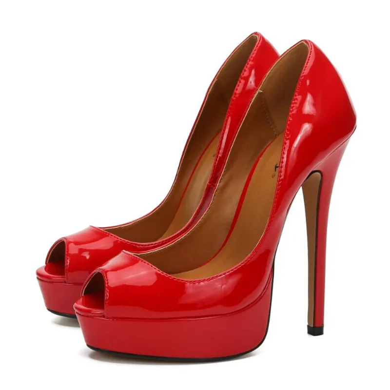 

2024 New Women's Shoes High Quality 16CM Thin Heels Stiletto Single Open Toe Pumps Big Size:40 41 42 43 44 45 46 47 48 Red Black