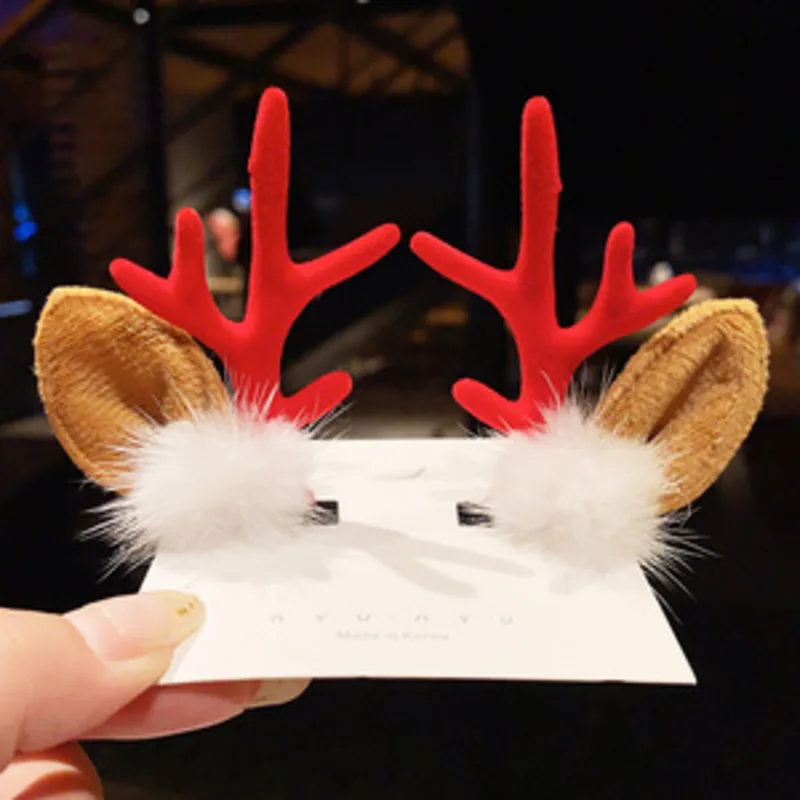 

[Xwen] 2020 New Furry Girl Hairpin Sweet And Cute Little BB Clip Elk Red Hair Aclips Headdress Fashion Accessories OH1556