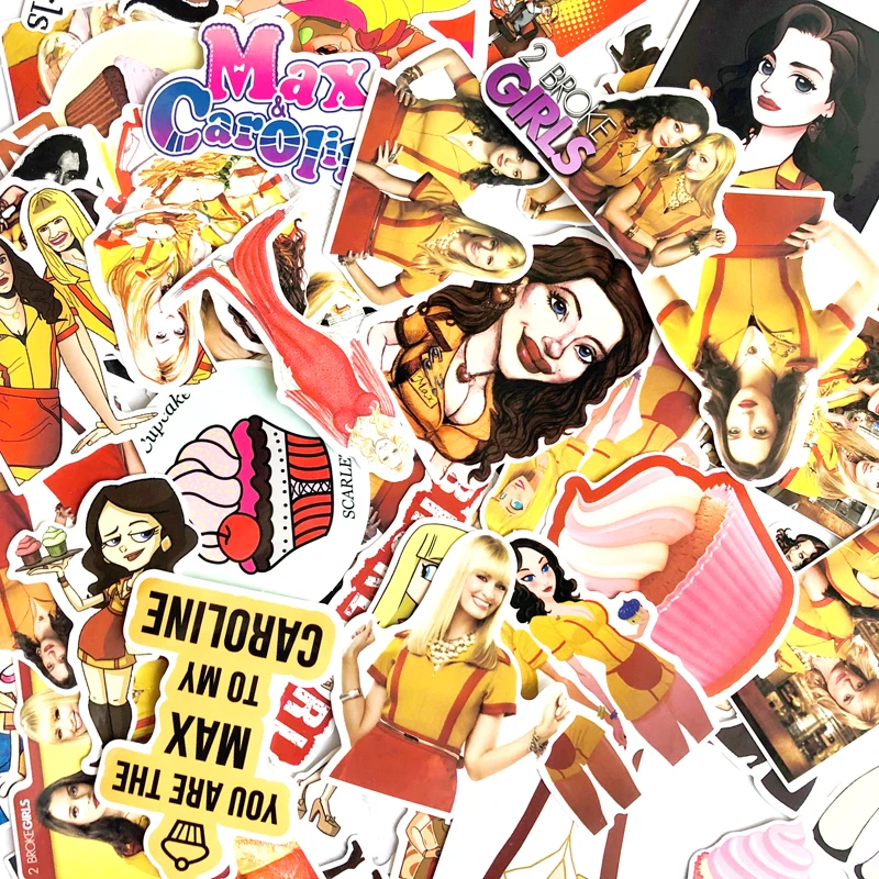 50pcs TV Series 2 Broke Girls Cartoon Stickers For Luggage Car Laptop Notebook Decal Fridge Toy Skateboard VSCO GIRL Sticker