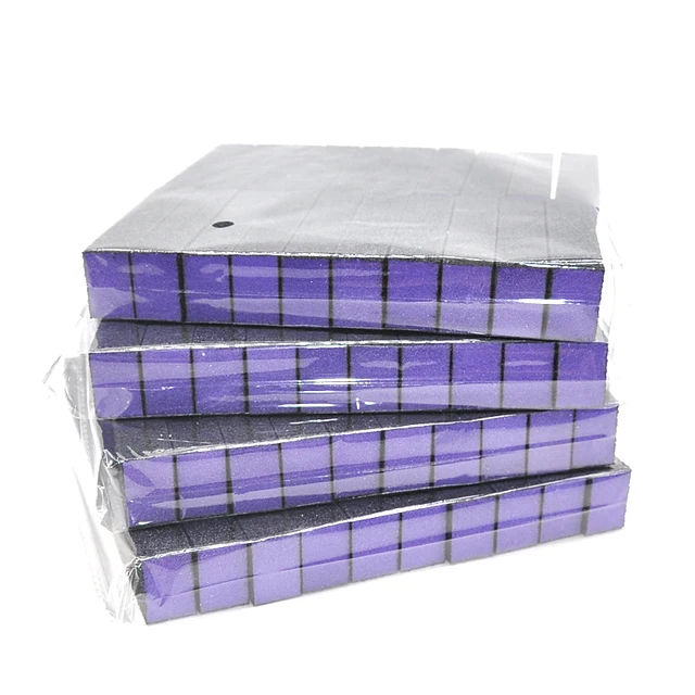 50 Pcs/lot Black Sanding Nail File Block Colorful Sponge Buffer Block UV Gel Polishing Nails Accessories Tools Manicure Kit purple