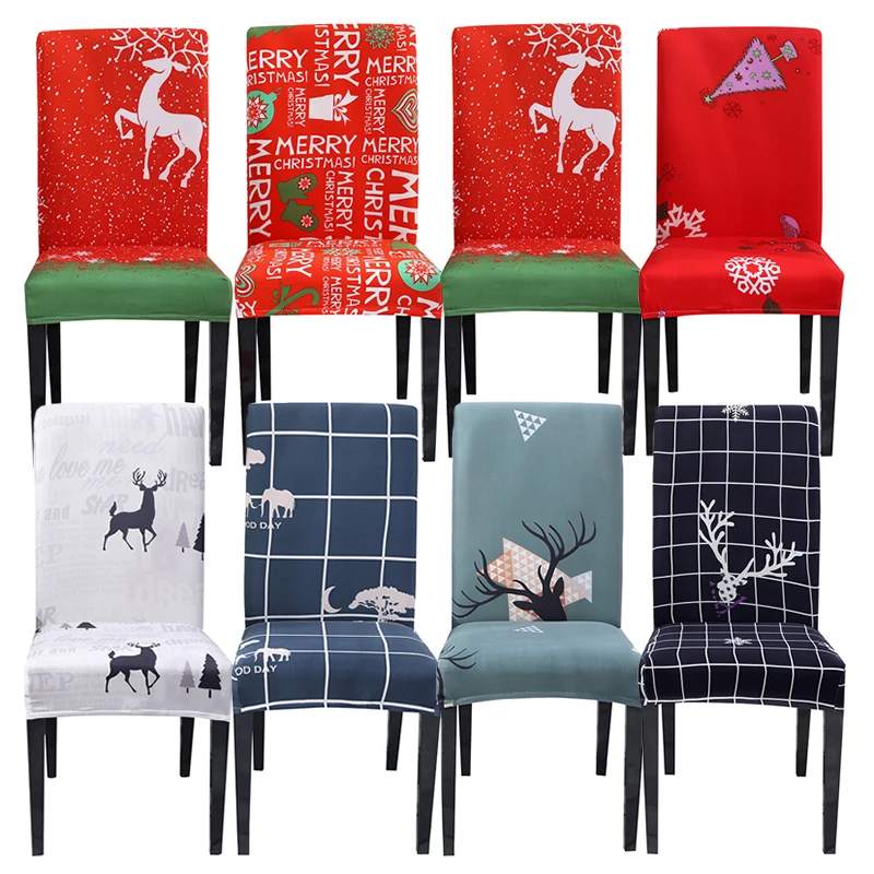 Christmas Print Removable Chair Seat Covers Christmas Decorations