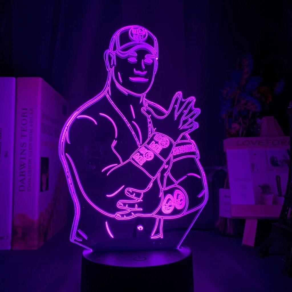 

John Felix Anthony Cena Jr. Figure Led Night Light for Office Room Decor Led Touch Sensor Colorful Bedroom Table Lamp Wrestler