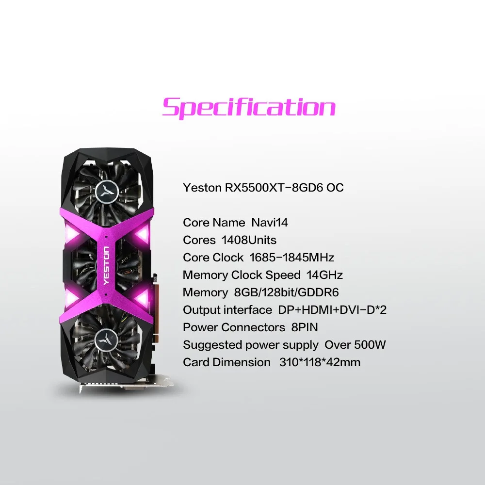  Yeston RX5500XT 8G D6 gaming master graphics card desktop computer graphics card