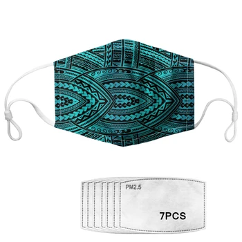 

Retro Polynesian Traditional Tribal Pattern Mask Customized Unisex Face Masks With PM2.5 Filter Paper Replaceable Elastic Maske