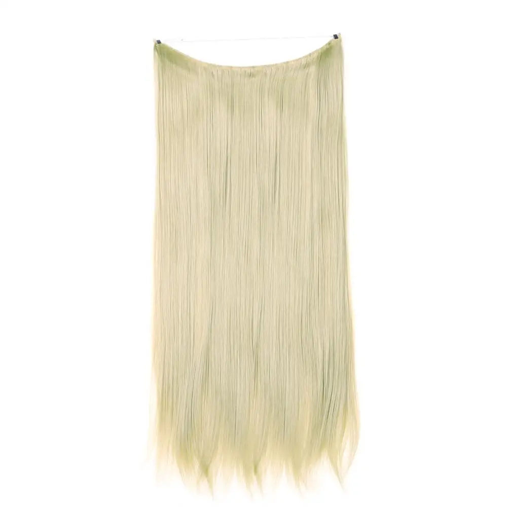 Pale ash Blonde Пряди для наращивания, невидимые, Омбре, прямые, скрытая, секретная корона, флип, накладные синтетические волосы для женщин, M02 - Цвет: Pale ash Blonde