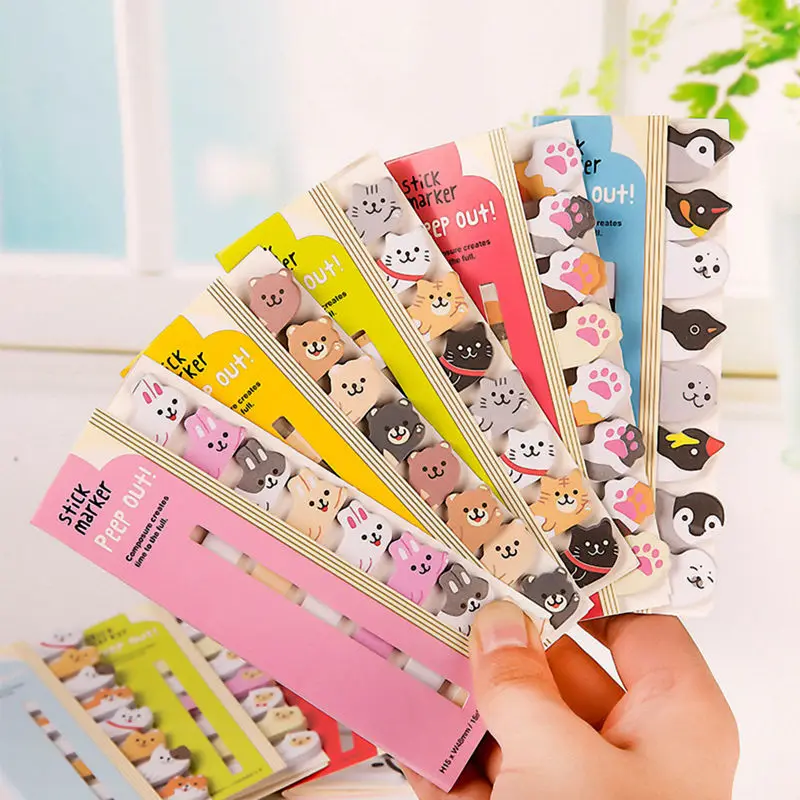

kawaii diy memo pad sticky Notepaper note cartoon animal bear dog pig cat penguin sticker office school supplies (Pack of 8)