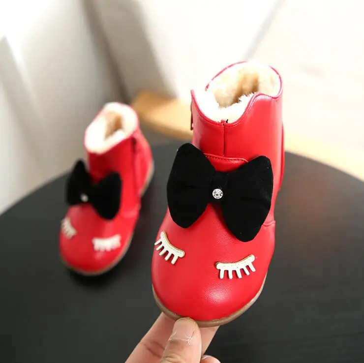 

Winter baby girls fashion boots fringe bowknot princess shoes plush keep warm snow boot kids cotton shoes for 1-5 years old