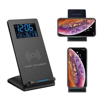 

Mr New Portable Desktop With Time And Temperature Screen Display Wireless Charging Mobile Phone Holder for iPhone Samsung Huawei
