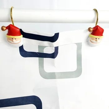 

12pcs Shower Curtain Hook Decorative Resin Santa Claus Holiday Theme Bathroom Bathroom Bedroom Shower Curtain Hook Accessories