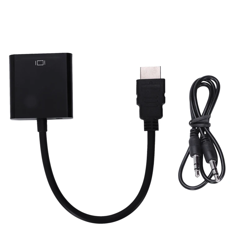 HDMI к VGA конвертер адаптер + 3 5 мм o-разъём full HD 1080P черный | Электроника
