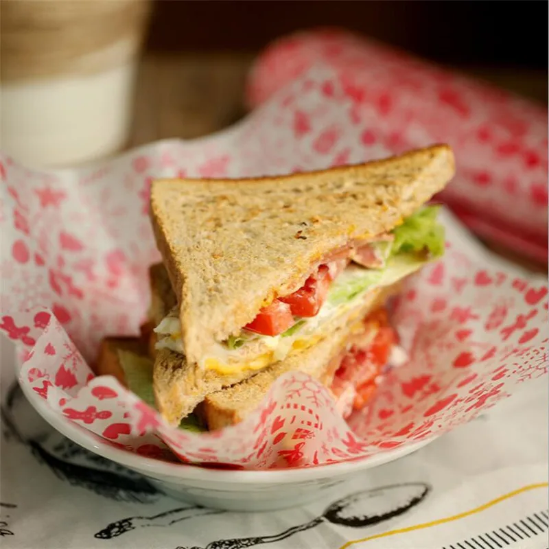 50Pcs Christmas Wax Paper Food Wrapper Paper For Bread Sandwichs Burger Fries Oilpaper Packaging Nonstick Baking Wax