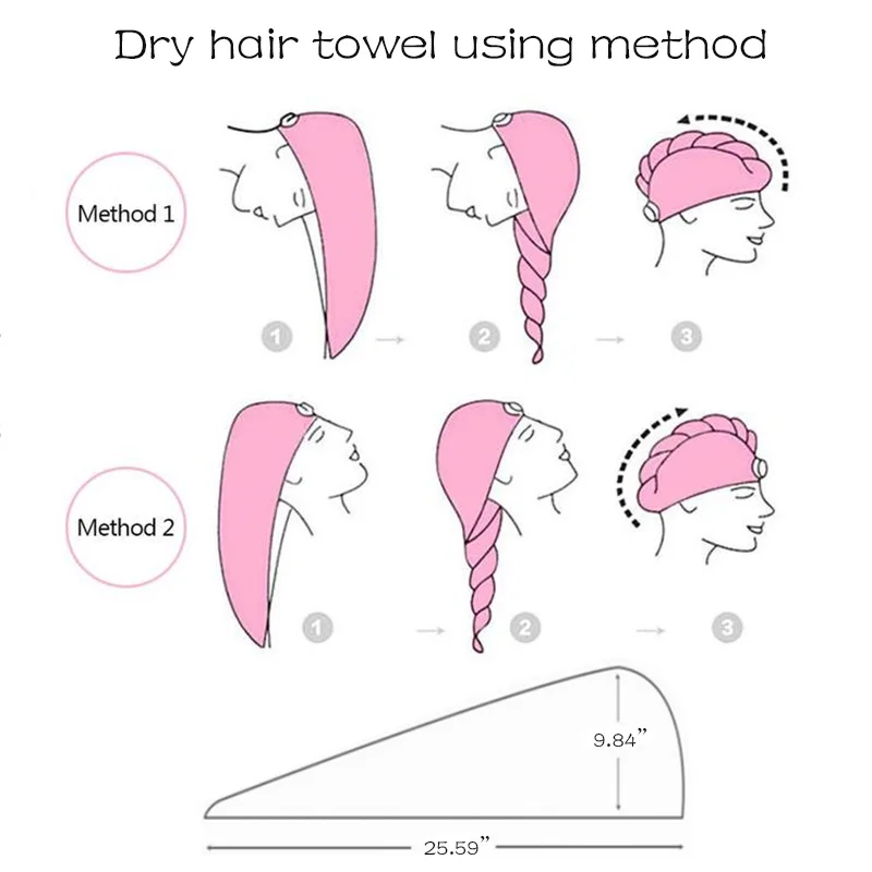 YIANSHU Quality Fabric Waffle Dry Hair Towel Strong Absorbency Pure Color Dry Hair Cap Home Hotel Travel Rapid Drying Hair Towel