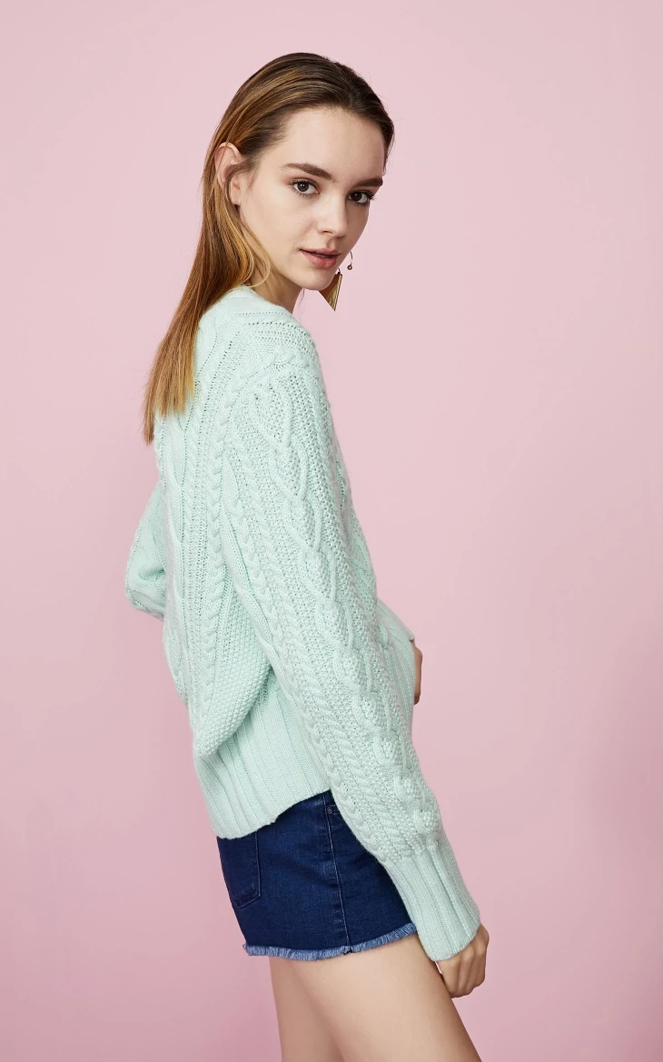 Vero Moda New Women's Loose Fit Round Neck Sheep Wool Jacquard Knit Sweater | 319313560