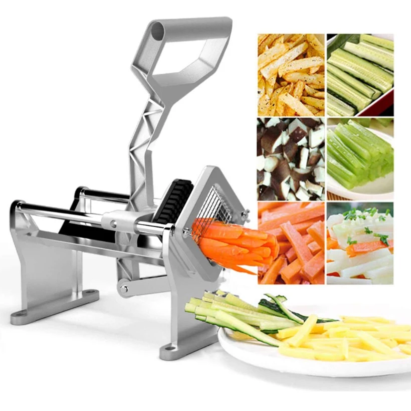 Stainless Steel Cutting Fries Machine Apple Fruit Vegetable Cutter Slicer w/ 4 Blades Stainless Steel Fruit Potato Slicer D25