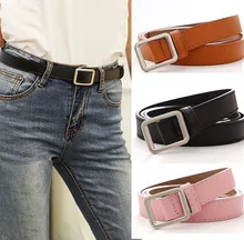 

High Quality Leather Belts For Women Punk Solid Color Waist Strap Square Buckle Female Ladies Waistband For Jeans Girdle