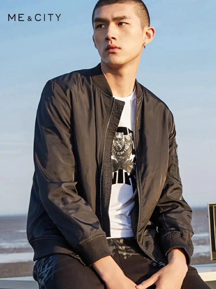 

Me&City Men's Casual Jackets Satin Fashion Jacket Overcoat Baseball Jackets Men's Street wear Clothing Bomber Jackets