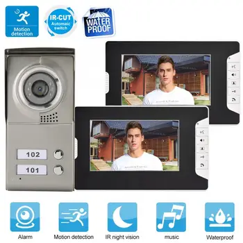 

video peephole Apartment 2 Units Wired Video Door Audio Visual Entry Intercom System SY813MC12 110V-240V smart doorbell