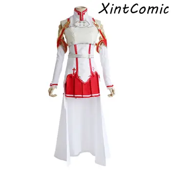 

Anime Sword Art Online Asuna Yuuki Dress Cosplay Costumes Uniform for Halloween SAO Asuna Battle Suit Outfits Full Set with Wig