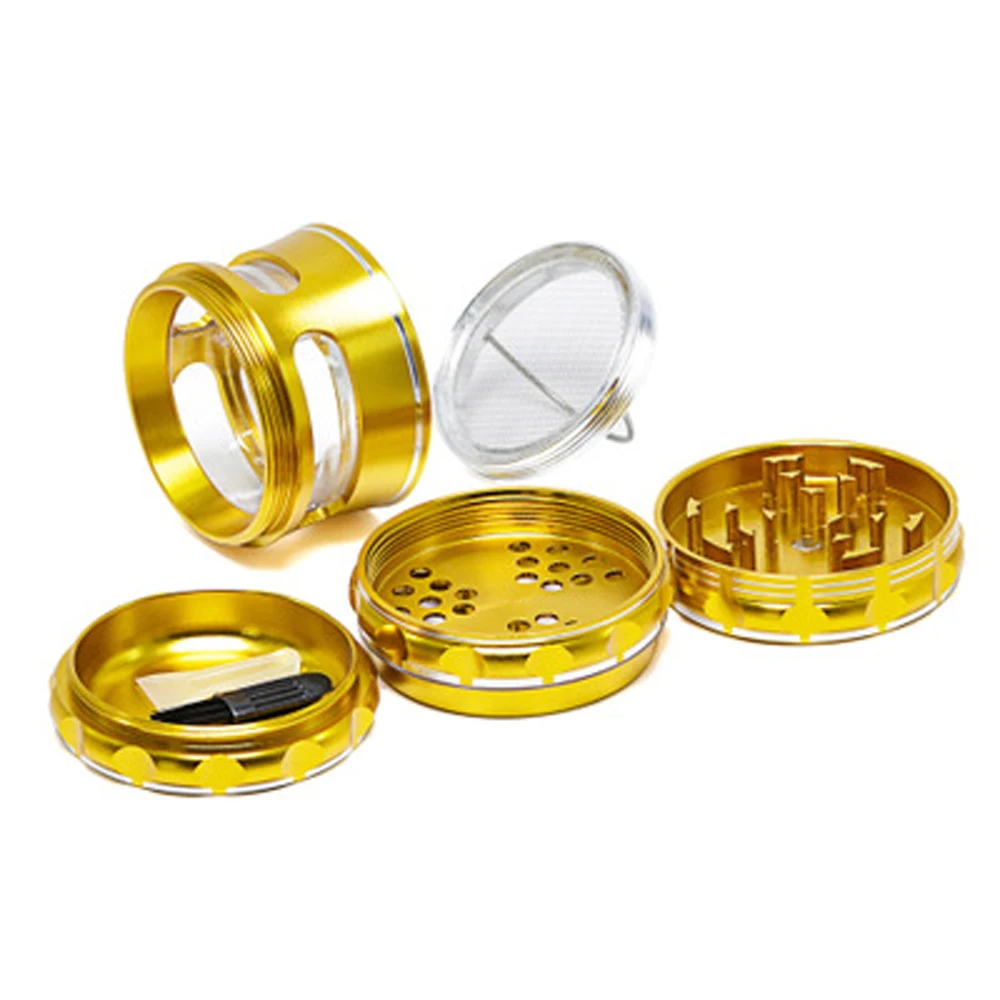 Aluminium Grind Smoking Grinders Tobacco Grinder 63mm Cigarette Crush Cigarette Rolling Machine Perspective Window Smoking Acces