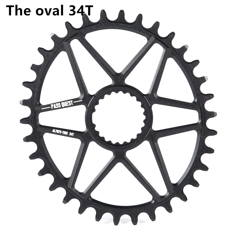 BLACK The oval 34T Pass Quest овальная Звездочка 34/36/38/40 т MTB узкая широкая цепь из колец цепь велосипедная Звездочка для deore xt M7100 M8100 M9100 SHIMANO 12S диаметра окружности болтов - Color: BLACK The oval 34T