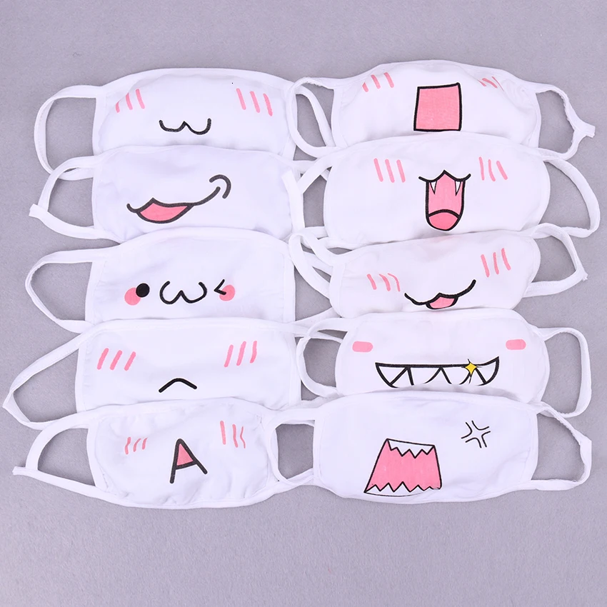

OJBK 1PC Facial Protective Cover Masks Cute Anime Cartoon Mouth Muffle Face Mask Unisex Style Cover Cycling Anti Dust Cotton