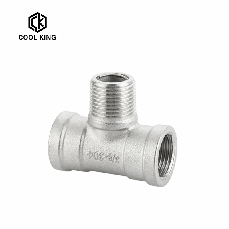 Hose Pipe Fitting Pipe Fitting Tee Adapter Water Pipe Fitting BSP Male+Female+Male Threaded 3 Way Tee T Pipe Fitting 1/4" 3/8&rdquo; 1/2" 3/4" 1" 2" Threaded SS304 Stainless Steel Multifunction