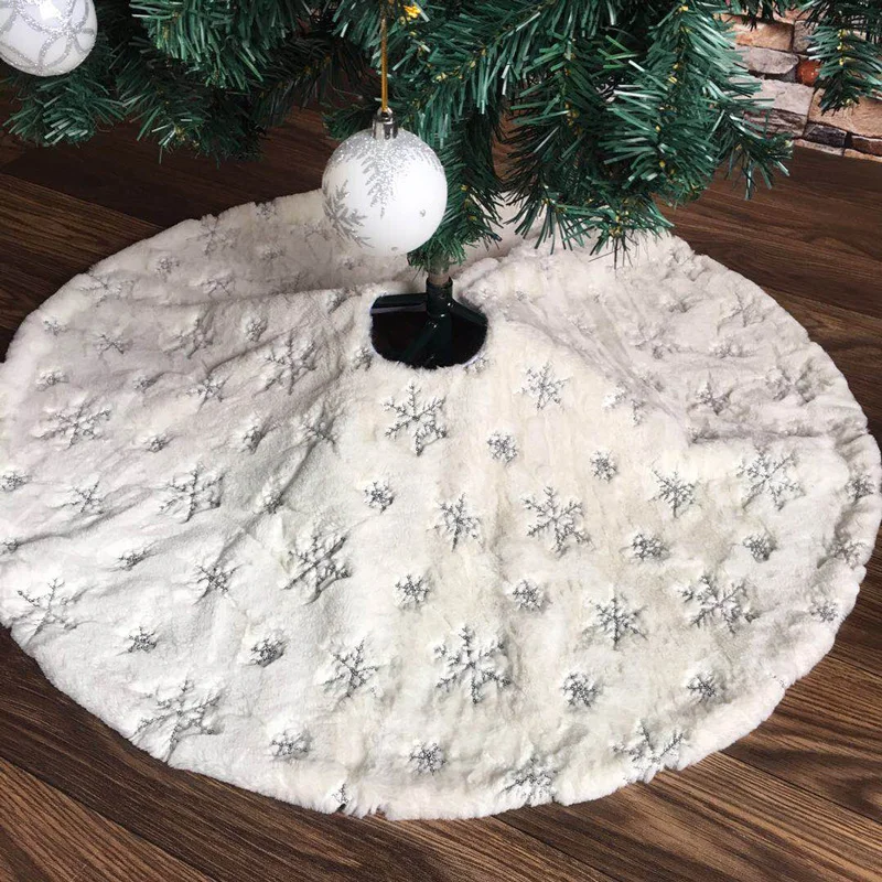 78/90/122 см Рождественская елка юбка белая фланелевая вышитая Снежинка счастливый год Рождественское украшение для дома инструмент