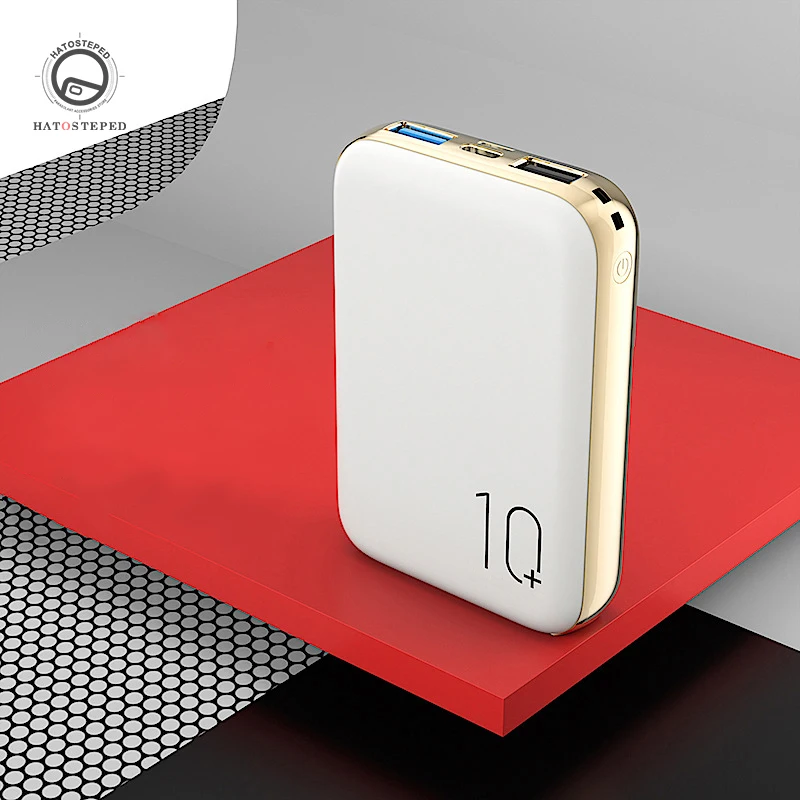 Baratos Mini banco de energía de 10000mAh de carga rápida pantalla lateral cargador portátil de doble salida rápida USB Micro USB Tpye C banco de potencia de carga rápida