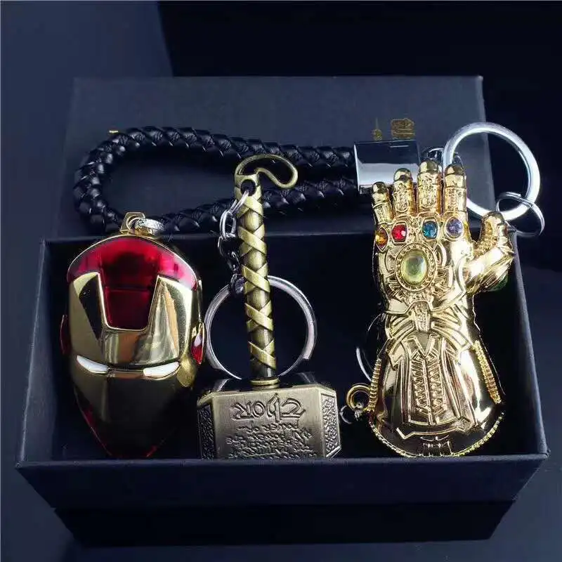 

Iron Man, Exterminator Infinity Gloves, Hammer Keychain Set Avengers Keychain Creative Metal Pendant Marvel Keychain Gift Box