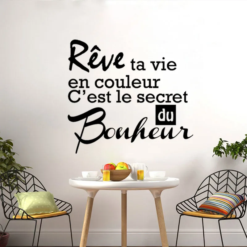 Wall Stickers Le Secret Du Bonheur Vinyl Wall Art Decal Living Room Home Decor Poster French Quotehouse Decoration 27 Cm X 30 Cm Aliexpress Home Garden